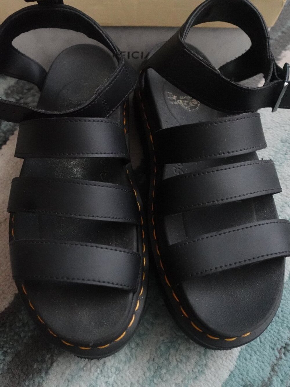 Dr. Martens Shoes - Dr Martens Black Strap Lug Platform Sandals - Size 9